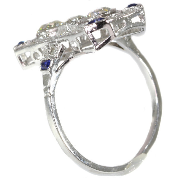 Typical Art Deco platinum diamond engagement ring by Unknown Artist