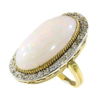 Antique large opal and diamonds ring by Unknown Artist