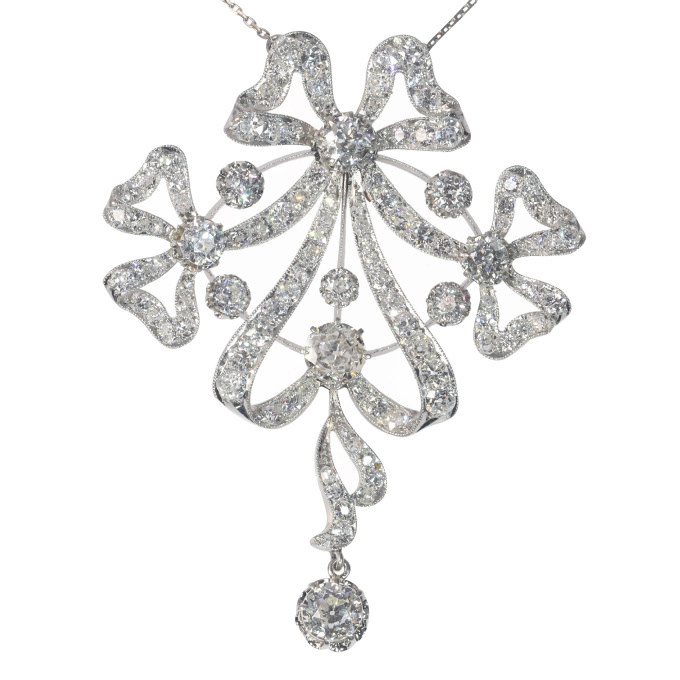 Vintage antique Belle Epoque diamond pendant/brooch with over 8 crt total diamond weight by Unknown Artist