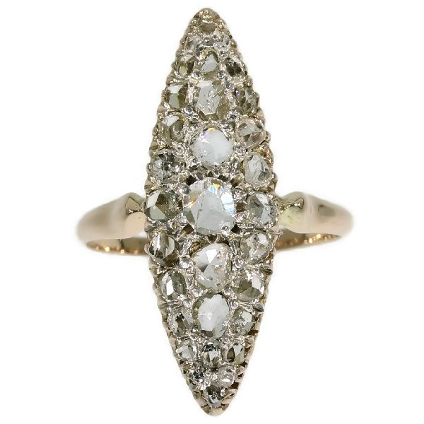Antique rose cut diamond marquise-shaped ring by Onbekende Kunstenaar