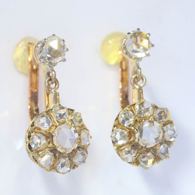 Vintage antique diamonds earrings by Onbekende Kunstenaar