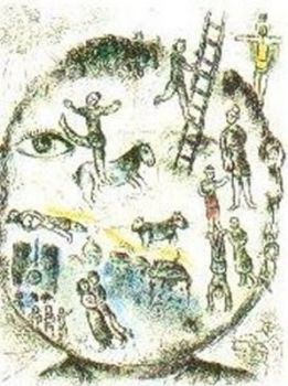 Plate 5 ("Celui qui dit les Choses sans rien dire") by Marc Chagall