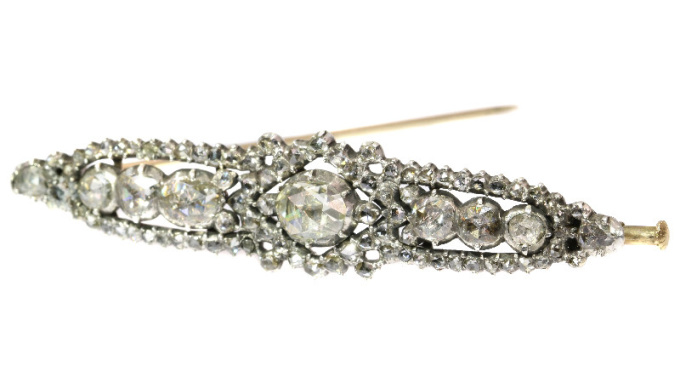 Antique rose cut diamond bar brooch by Onbekende Kunstenaar