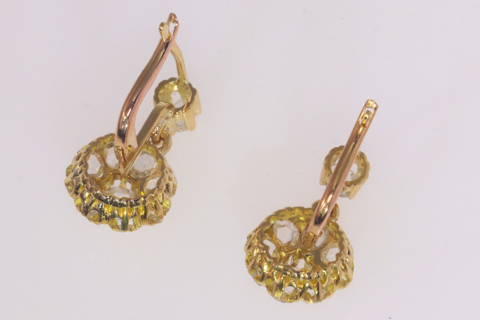 Vintage antique rose cut diamond earrings by Artista Sconosciuto
