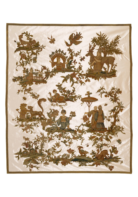 English Stumpwork Embroidery with Chinese Curio Motives, 1690-1700 by Artista Desconocido