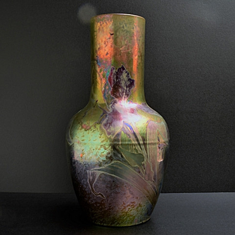 Art nouveau vase Iris pattern  by Clement Massier