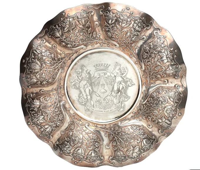 AN UNUSUAL INDONESIAN LOBBED SILVER DISH by Unknown artist