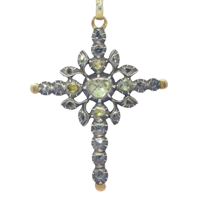 Antique early Victorian Belgian/French diamond cross pendant by Artista Sconosciuto