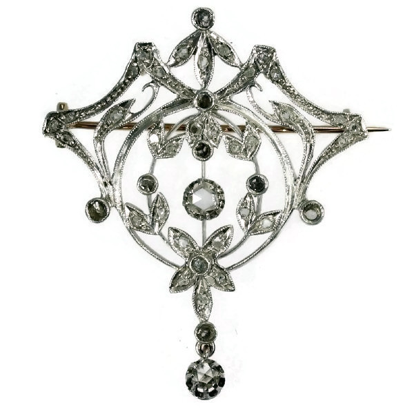 Antique Belle Epoque diamond brooch pendant by Artiste Inconnu