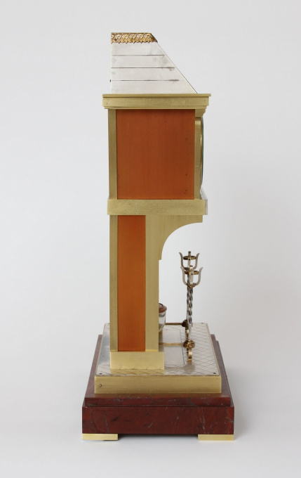 A French brass and marble industrial mantel clock, fireplace by Guilmet, circa 1890 by Guilmet