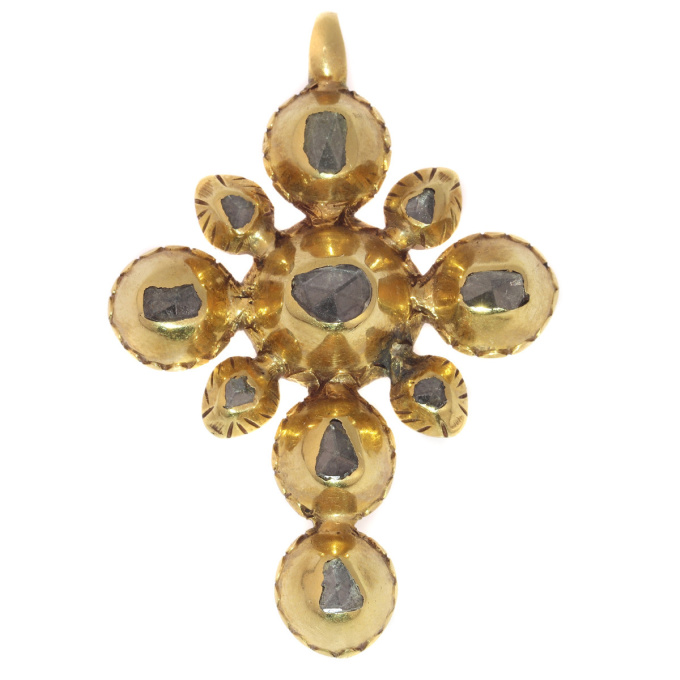 Yellow gold 18th Century Georgian cross with rose cut diamonds by Onbekende Kunstenaar