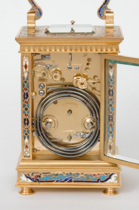 A French gilt brass cloisonne enamel carriage clock with grande sonnerie and alarm, circa 1890 by Unbekannter Künstler