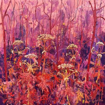 Magenta Pig Hogweed - Oil on Canvas by Gertjan Scholte-Albers