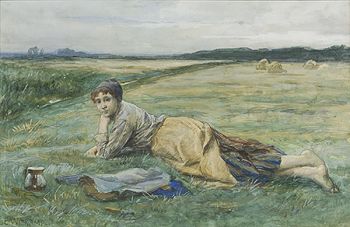 Young farmgirl resting by E.S. Witkamp