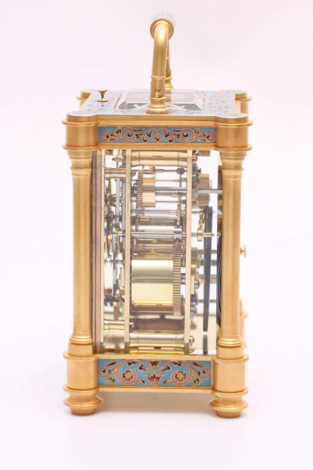 A French gilt cloisonné enamel carriage clock, circa 1870 by Unknown artist
