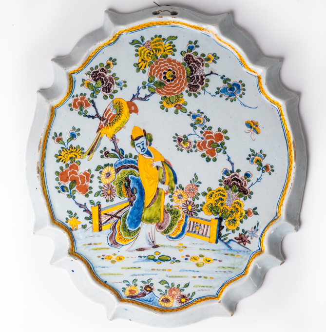 Dutch Delft chinoiserie plaque, 18th century by Artiste Inconnu