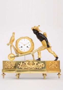 A rare French Empire ormolu and bronze 'au bon sauvage' mantel clock Lesieur à Paris, circa 1800 by Lesieur à Paris