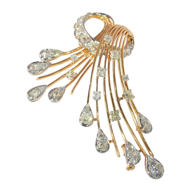 Vintage 1960's French gold diamond brooch by Onbekende Kunstenaar