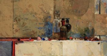 Still life with Three Bottles by Ben Snijders