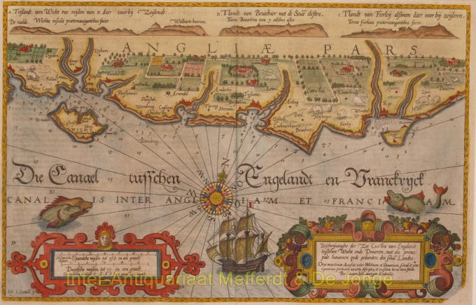 England, coastal chart between Wight and Dover  by Waghenaer