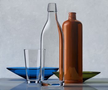 Composition with Dishes, Beer Glas and Jug  by Henk Boon