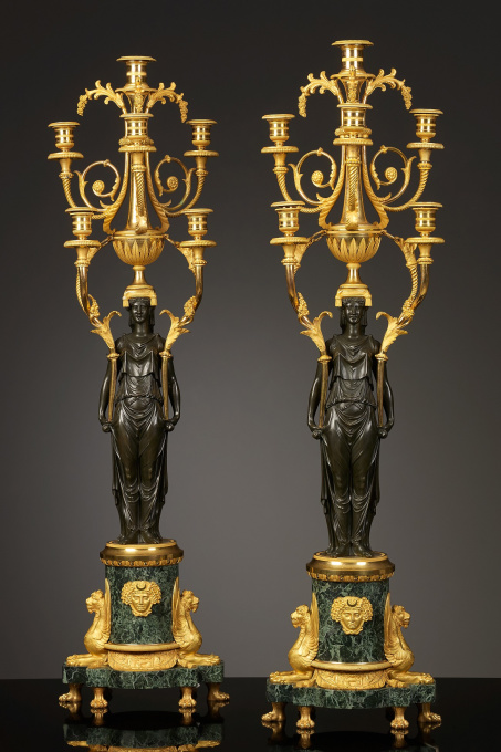 Pair of Large French Empire Candelabra by Artista Desconocido