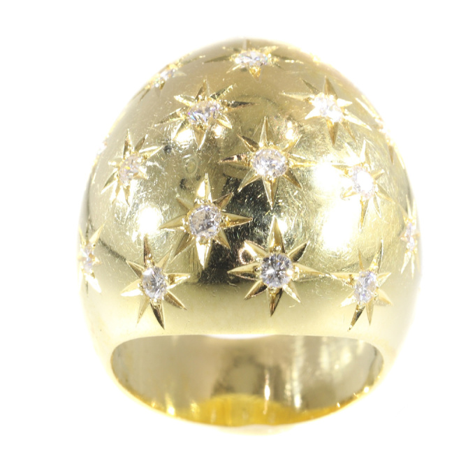 Vintage high domed gold ring with diamonds by Casetti by Artista Desconocido