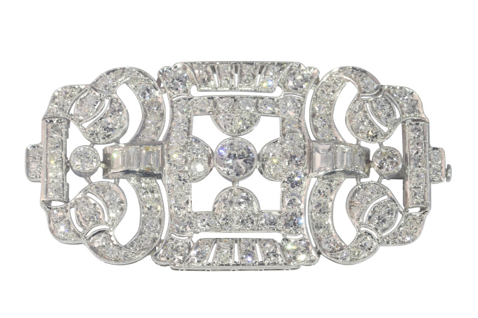 Vintage 1920's Art Deco platinum diamond brooch by Artiste Inconnu
