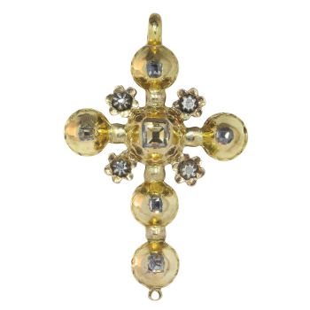 Antique Baroque gold diamond pendant with first generation brilliant cut diamonds (table cuts) by Unbekannter Künstler