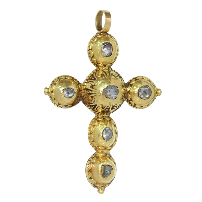 The Ciselé Diamond Cross: A Unique Jewel in Baroque Artistry by Artista Sconosciuto