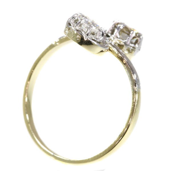 Vintage Fifties romantic engagement ring with white and champagne brilliant by Artista Sconosciuto