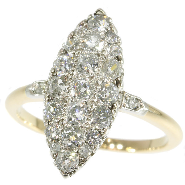 Belle Epoque old mine brilliant cut diamonds engagement ring by Onbekende Kunstenaar