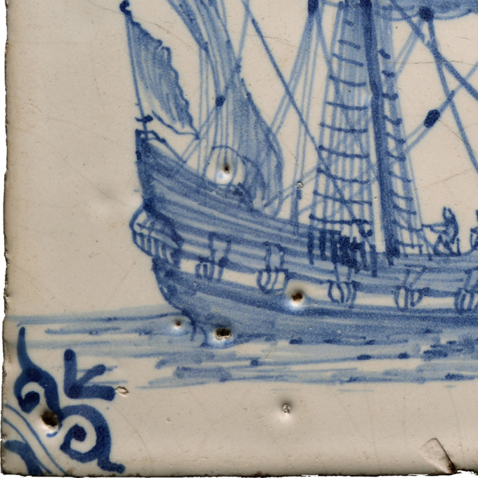 Tile with Dutch merchant ship, second half 17th century by Artista Desconhecido