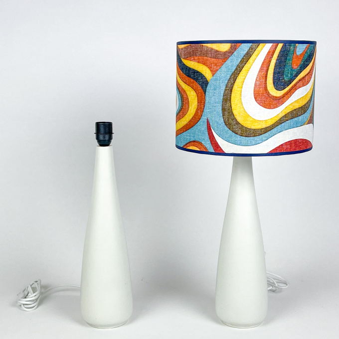 Two stoneware tablelamps with bespoke lampshades – Arabia, Finland between 1964-1971 by Unknown artist