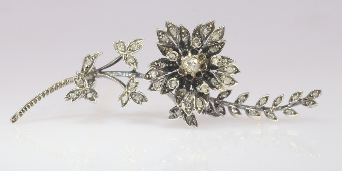 Vintage antique trembleuse diamond branch brooch by Artista Sconosciuto