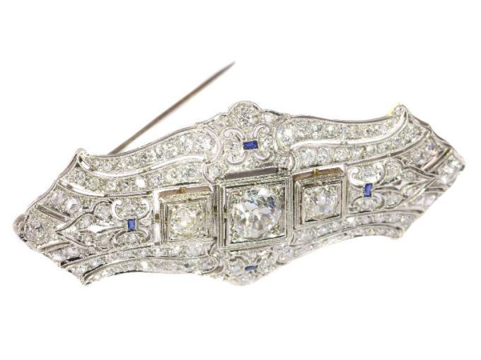 Original Vintage Art Deco diamond platinum brooch by Unknown artist