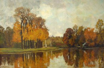 View on the river Vecht in the fall by Nicolaas Bastert
