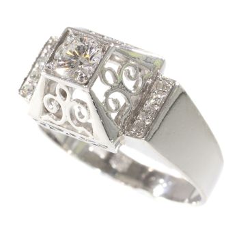 Unusual platinum diamond engagement ring from the fifties by Artista Desconocido
