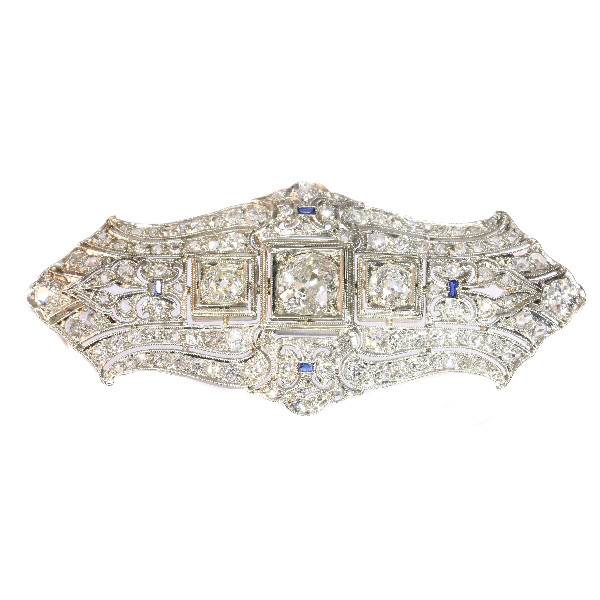 Original Vintage Art Deco diamond platinum brooch by Artista Sconosciuto