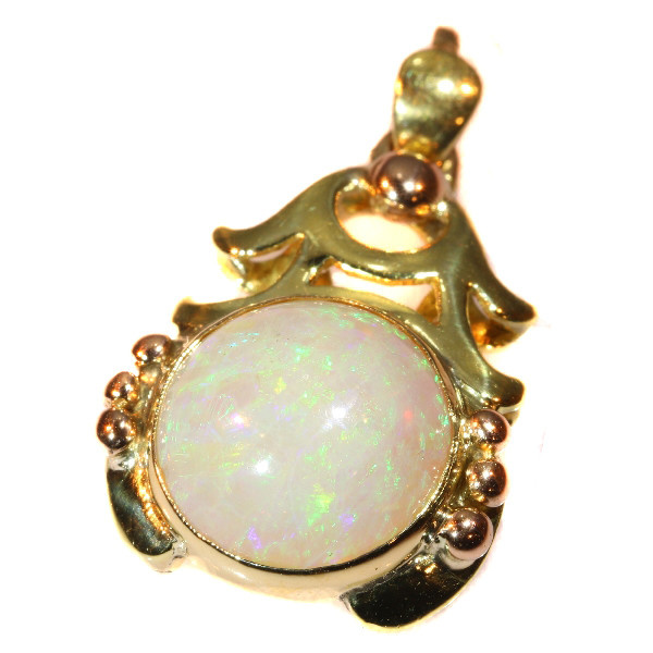 Vintage multi colour gold pendant with cabochon opal Style Japonais by Unbekannter Künstler