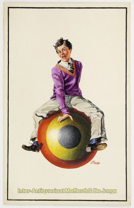 Jongeman op skippy bal (poster ontwerp) by L. Zagar