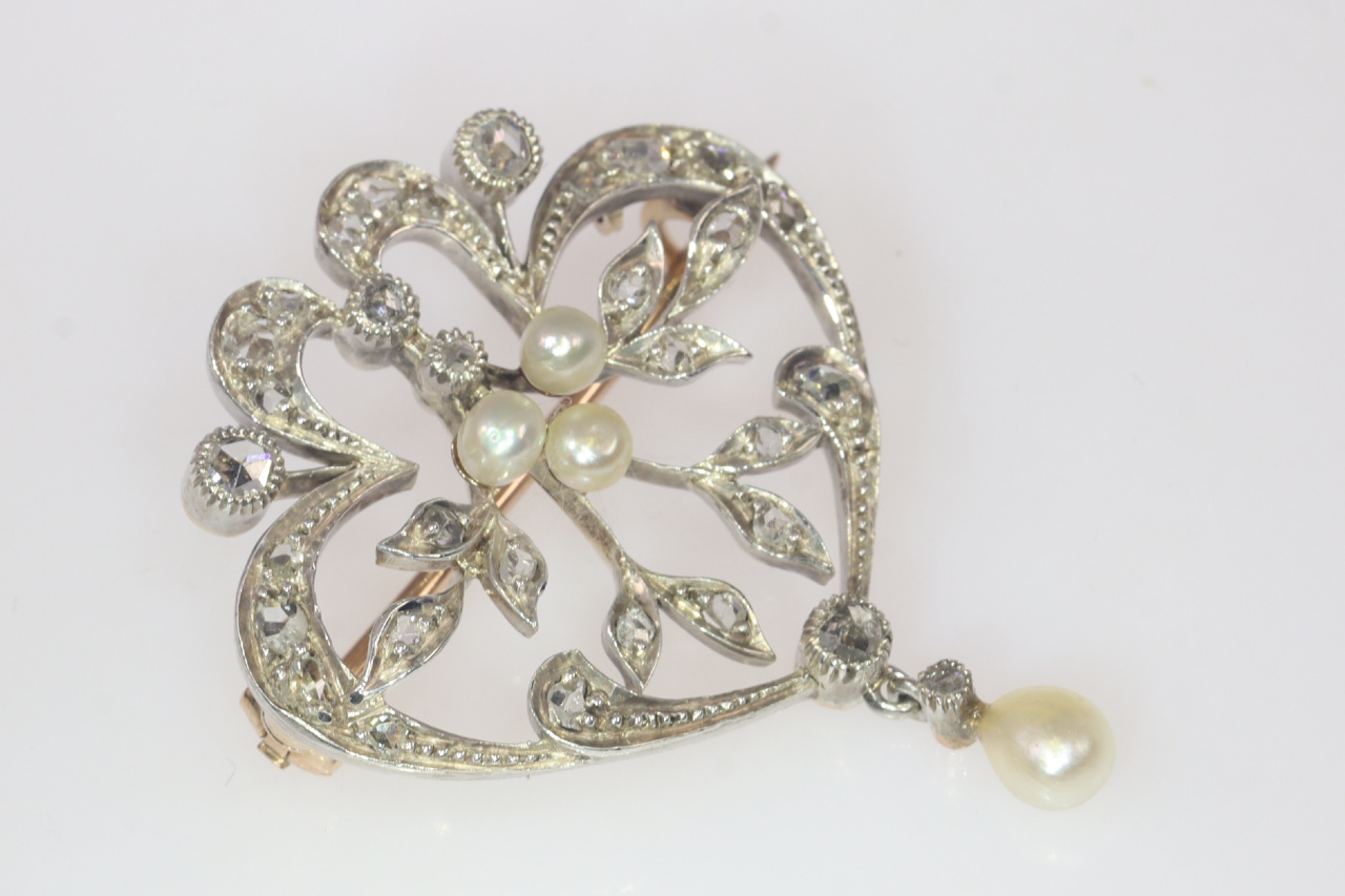 SPILLA IN ARGENTO PIETRA ROSA E STRASS SILVER BROOCH ROSE WITH STRASS