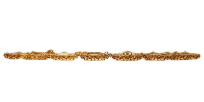 Antique necklace gold cannetille filigree work with 15 big citrine stones by Unbekannter Künstler