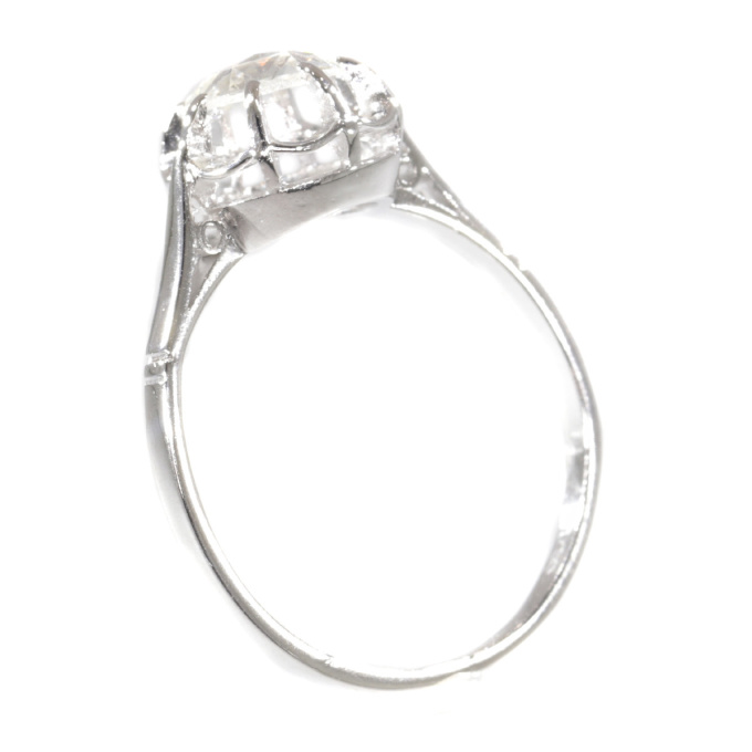 Vintage Art Deco platinum diamond engagement ring with large rose cut diamond by Artiste Inconnu