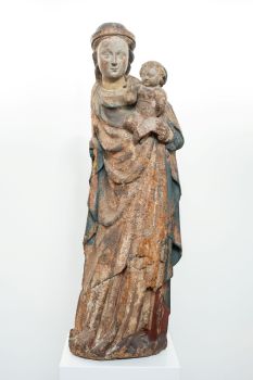 Medieval Maria with child sculpture by Unbekannter Künstler