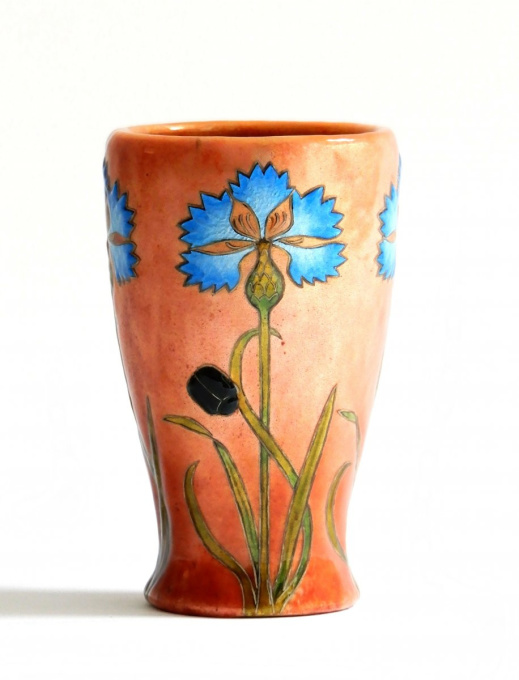 Enamel vase with cornflowers by Jean Georges