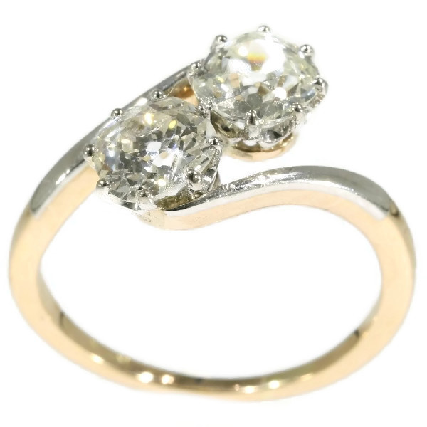 Belle Epoque toi and moi engagement ring with two one carat diamonds by Onbekende Kunstenaar
