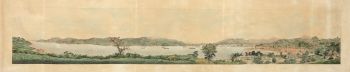 Large panoramic painting of the bay of Nagasaki by Unknown Artist