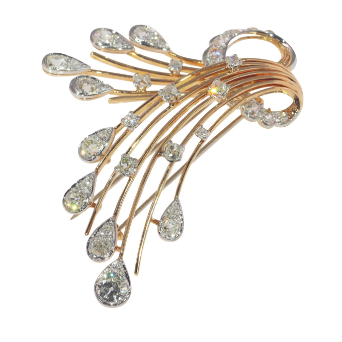 Vintage 1960's French gold diamond brooch by Onbekende Kunstenaar