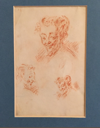 Sketch of 3 Faun Heads  by Unknown artist